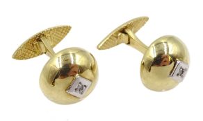 9ct gold round diamond set cufflinks