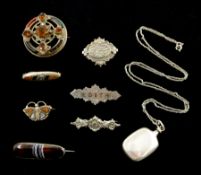 Victorian and later jewellery including hardstone and stone set circular brooch