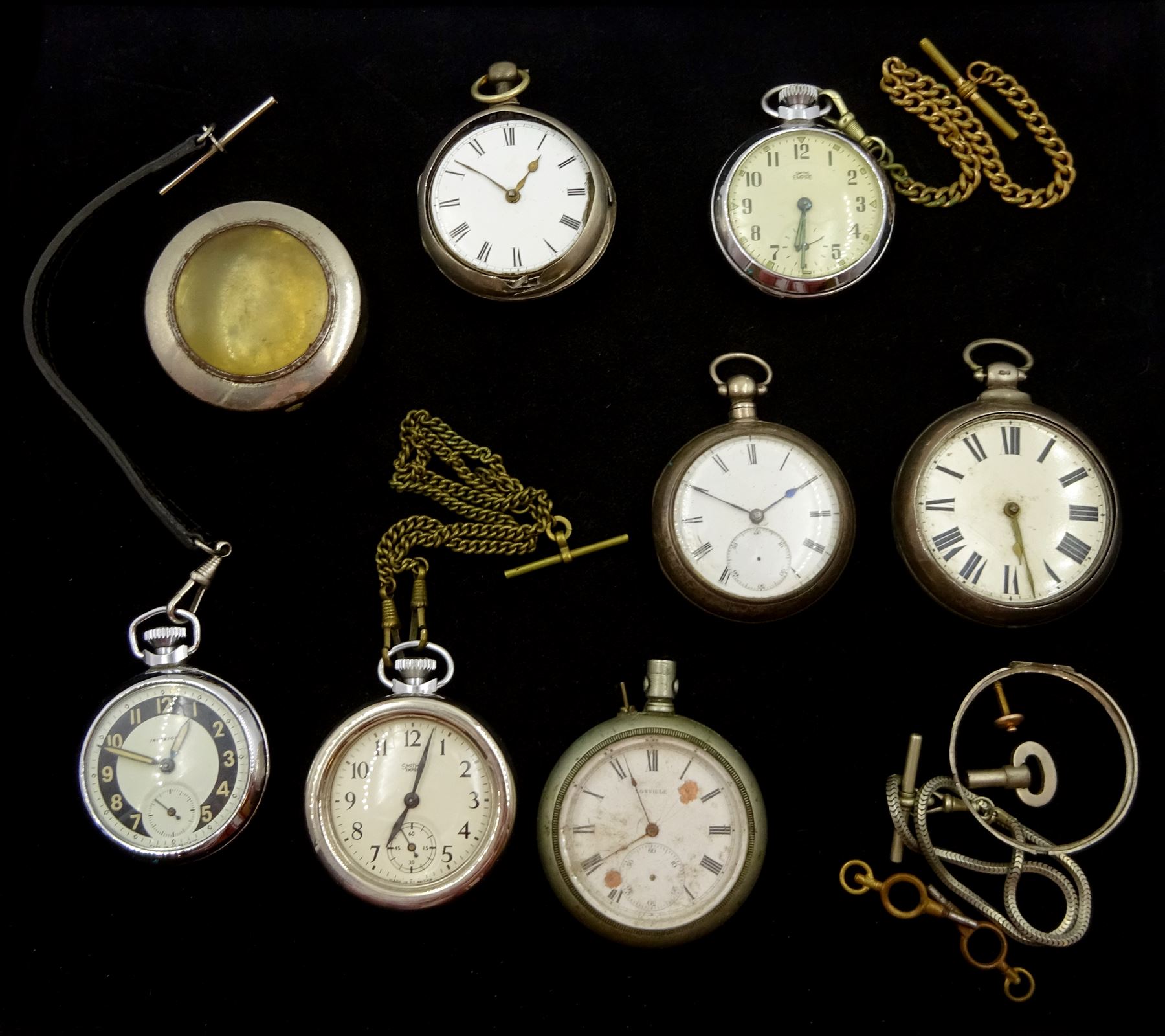 Collection of pocket watches including two Victorian silver pair cased verge fusee's