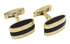 Pair of 9ct gold black onyx cufflinks