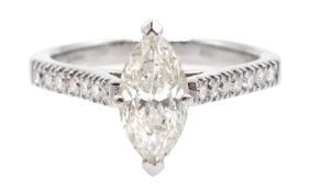 18ct white gold marquise cut diamond ring