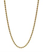 Gold rope twist chain necklace with engraved barrel clasp