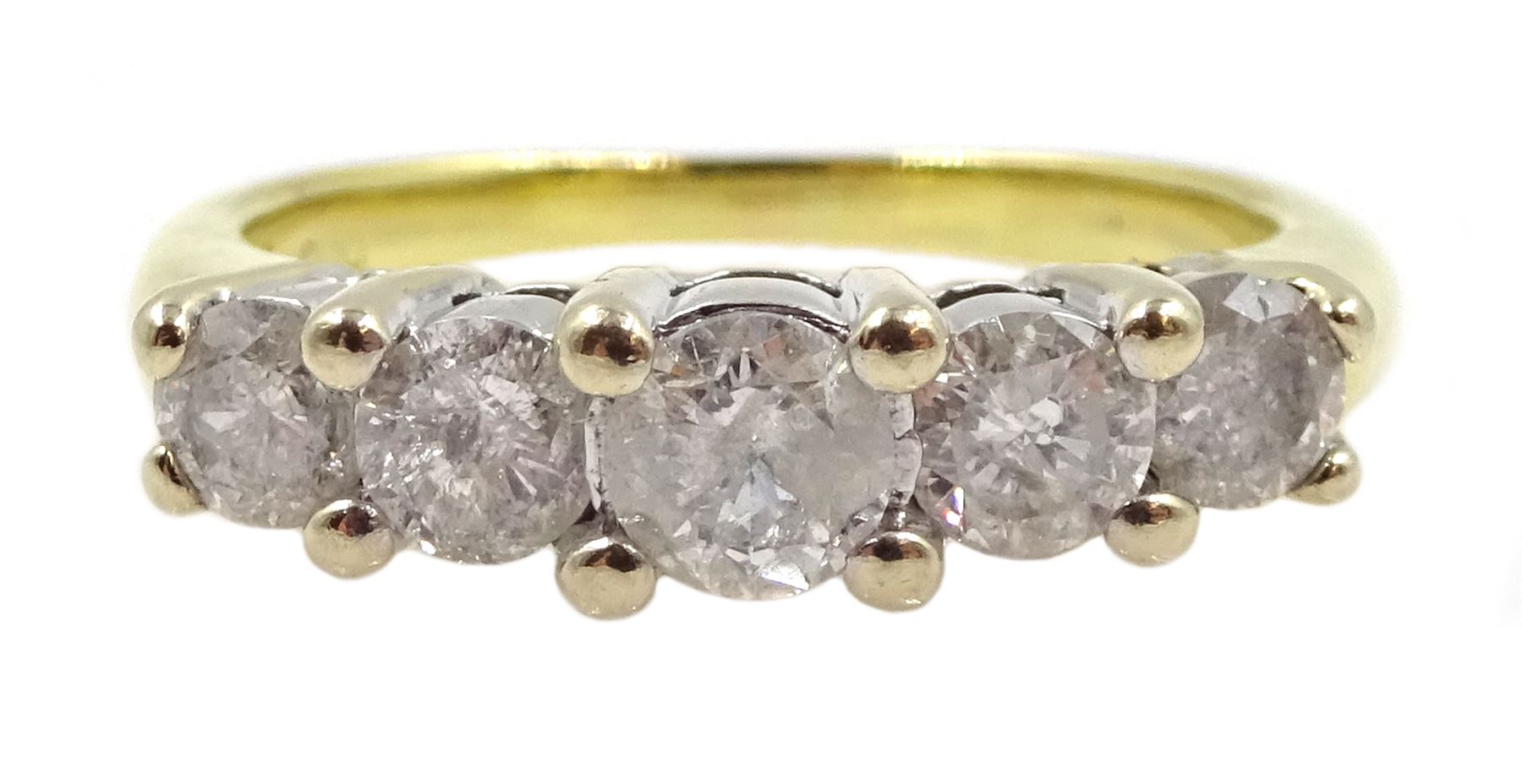 18ct gold five stone round brilliant cut diamond ring