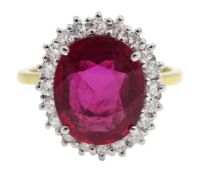 18ct gold ruby and diamond cluster ring