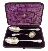 Pair of George IV silver strawberry spoons by Adam Elder