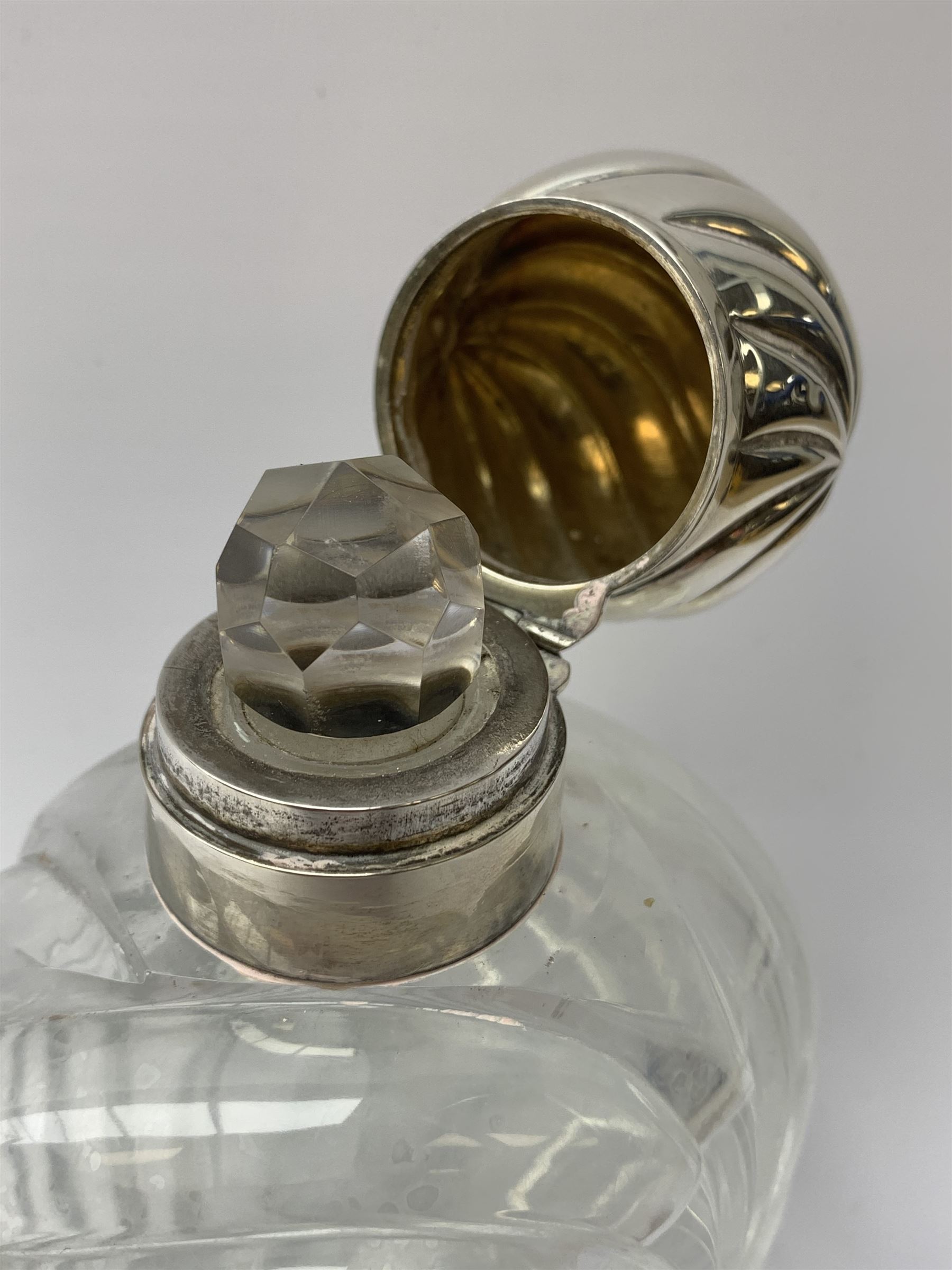 Victorian cut glass scent bottle with silver wrythen fluted top and conforming body - Image 2 of 4