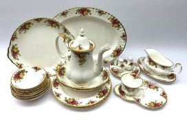Royal Albert Country Roses part dinner service comprising a coffee pot