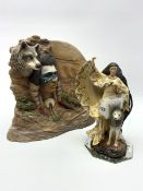 Franklin Mint model 'The Dreamcatcher' together with a Native American sculpture titled 'Pipeholder'