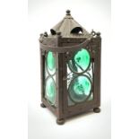 An Arts & Crafts wrought iron lantern