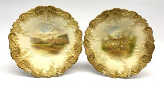 Two Royal China Works Grainger & Company Worcester cabinet plates