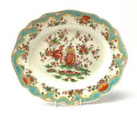 Chamberlain's Worcester shaped oval meat platter decorated in the Jabberwocky pattern