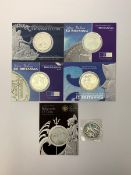 Six silver bullion two pound Britannia coins