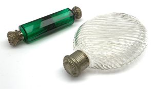 A Victorian doubled ended emerald glass scent bottle