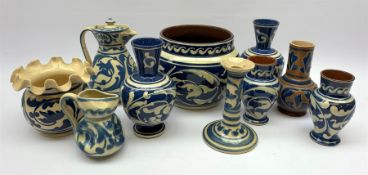 South Devon slip glazed pottery comprising: Aller Vale pottery bottle vase