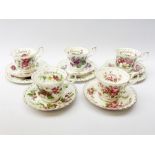 Royal Albert 'Flower of the Month' series cups saucers and plates comprising: March trio