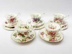 Royal Albert 'Flower of the Month' series cups saucers and plates comprising: March trio