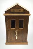 Edwardian oak domestic post box modelled as a sentry box