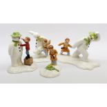 Four limited edition Royal Doulton The Snowman figures