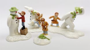 Four limited edition Royal Doulton The Snowman figures