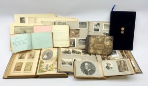 Victorian leather bound photograph album well stocked with cabinet portraits and cartes de visites;