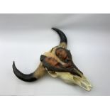 Large limited edition buffalo skull sculpture by Neil J. Rose and Gary Rose titled 'Spirit of the Pl