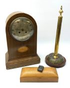 Ogden of Harrogate walnut cased mantle clock with silvered roman dial