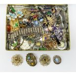 Middle Eastern silver bracelet (tested) and collection of vintage costume jewellery including brooch