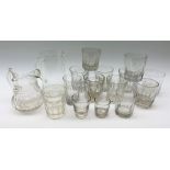 A group of 19th century moulded and slice cut glass tumblers
