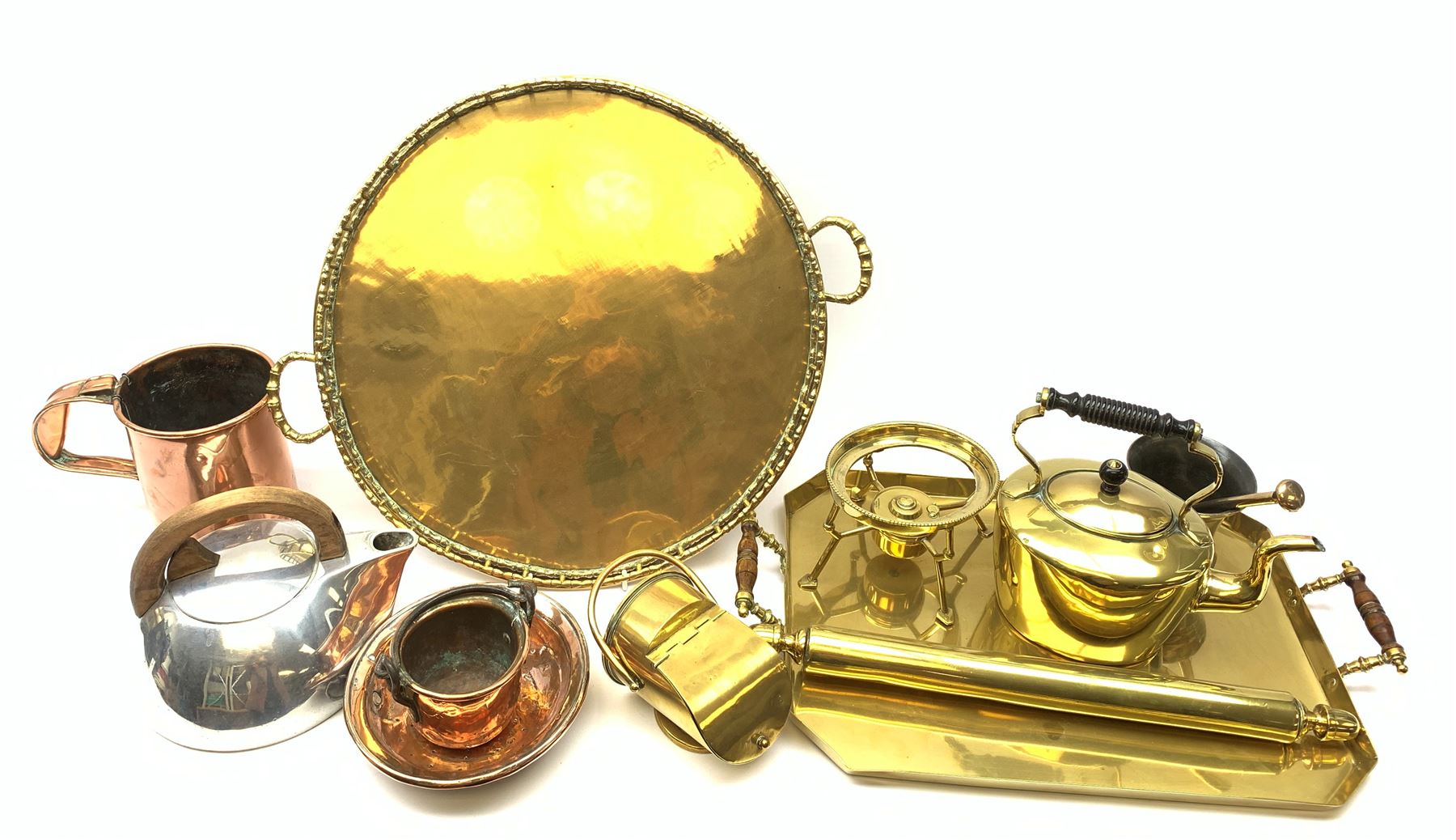 A group of brass and copper