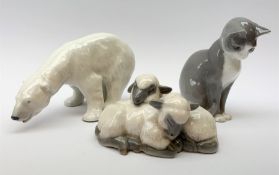 Three Royal Copenhagen animal figures