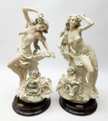 Pair of Giuseppe Armani Florence figures 'Pisces' and 'Taurus' figures on circular bases