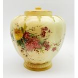 A Royal Worcester blush ivory potpourri jar and cover
