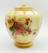 A Royal Worcester blush ivory potpourri jar and cover