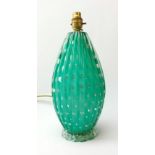 A mid 20th century Murano green glass lamp