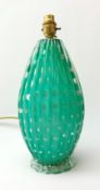 A mid 20th century Murano green glass lamp