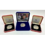 Two United Kingdom 1997 'Golden Wedding Anniversary' silver proof five pound coins and a 2007 'Diam