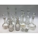Five pairs of glass decanters