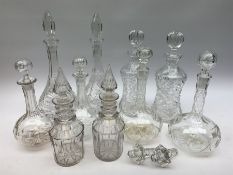 Five pairs of glass decanters