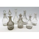 A group of seven various 18th/early 19th century glass decanters