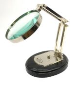 Reproduction Watts & Sons Ltd desk magnifying glass on ebonised base H26cm