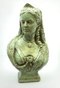 A large painted plaster bust of Queen Victoria