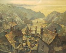 SA Hewitson Smith (British 20th century): Cornish Fishing Village