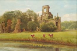 G Mellors (Britsh 19th/20th century): Cattle at Kirkstall Abbey