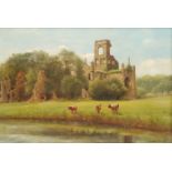 G Mellors (Britsh 19th/20th century): Cattle at Kirkstall Abbey