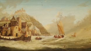 Jan Dommersen (Dutch 19th century): Ships off a Coastal Castle