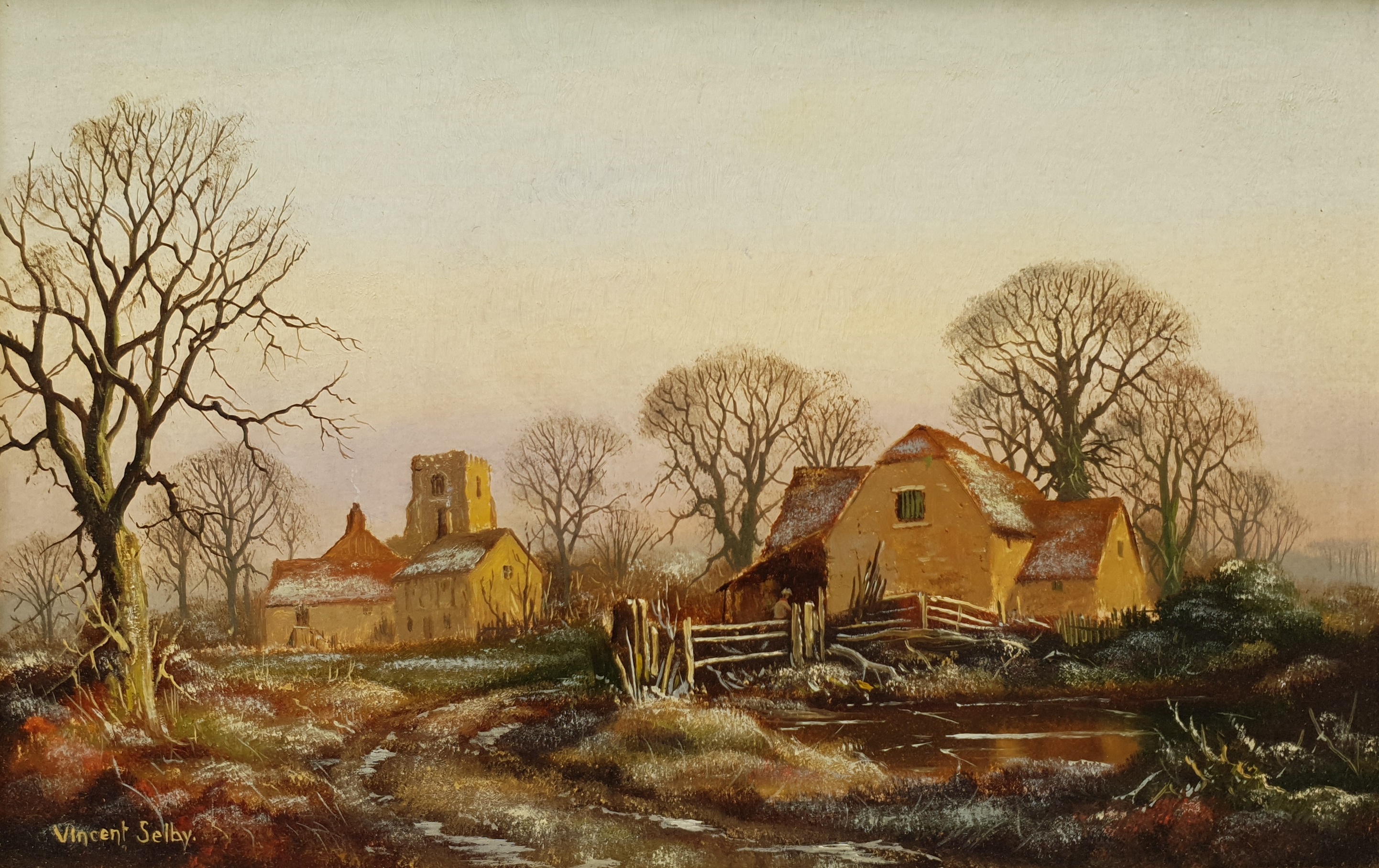 Vincent Selby (British 1919-2004): Village scene - Frosty Morning - Image 2 of 9