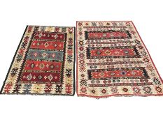 Two Moroccan flat woven kilim rugs