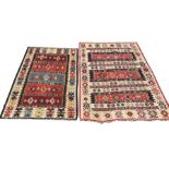 Two Moroccan flat woven kilim rugs