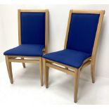 Set twenty beech framed banquet chairs upholstered in a blue fabric