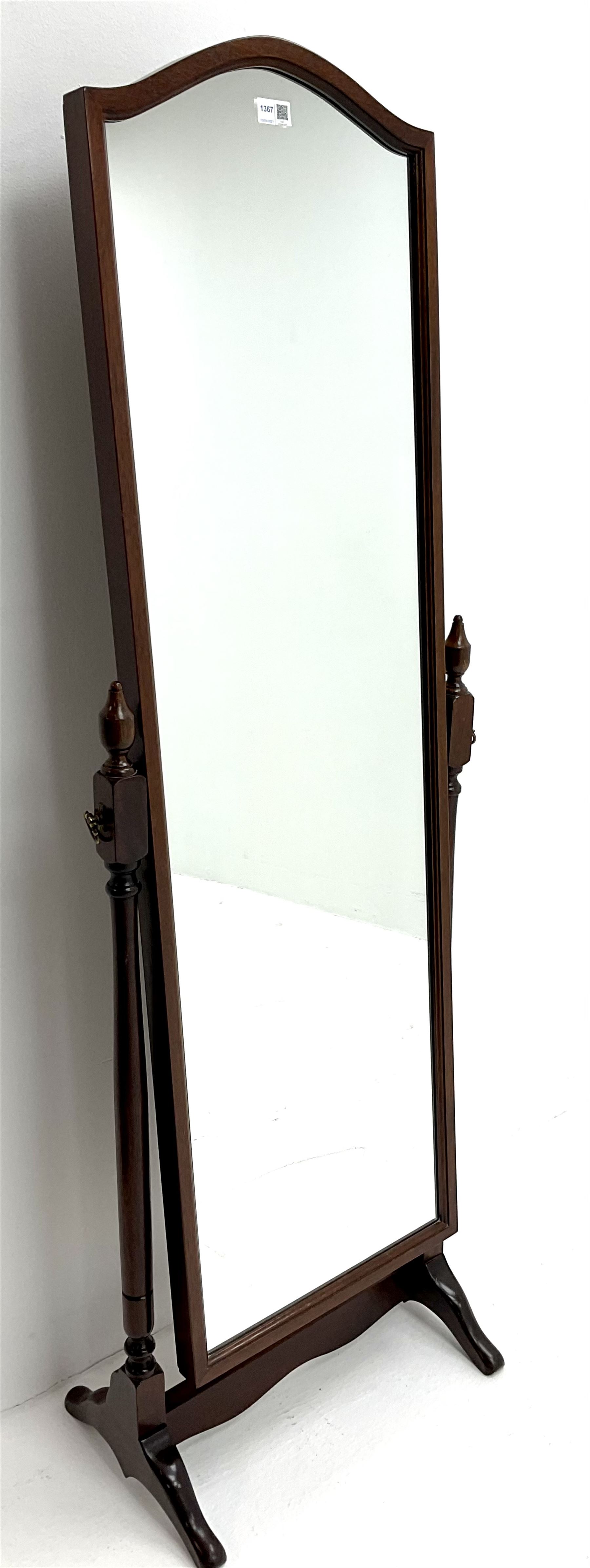 Mahogany framed cheval dressing mirror